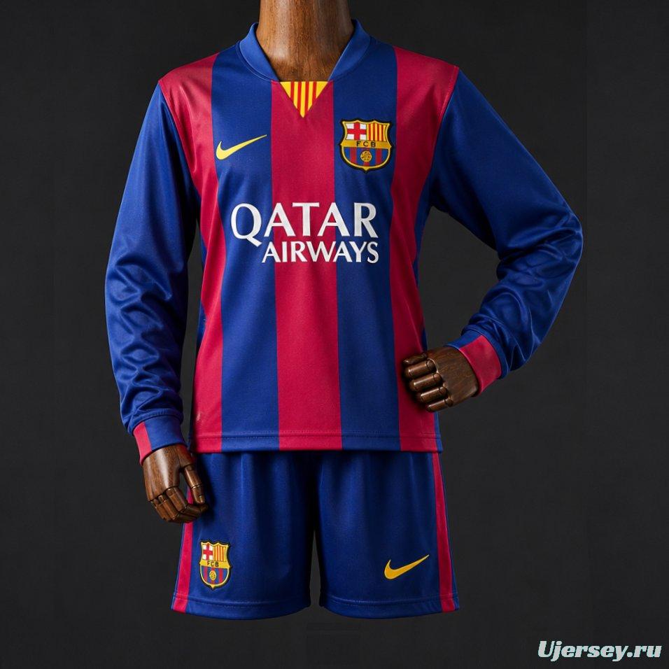 14/15 Kids Barcelona Home Retro Long-Sleeve Kit Jersey Size 16-28