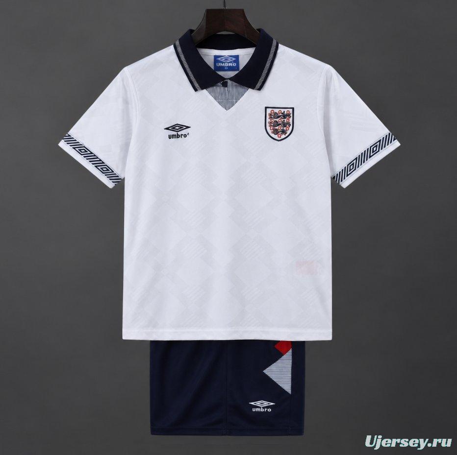 Retro 1990/92 Kids England White Home Jersey