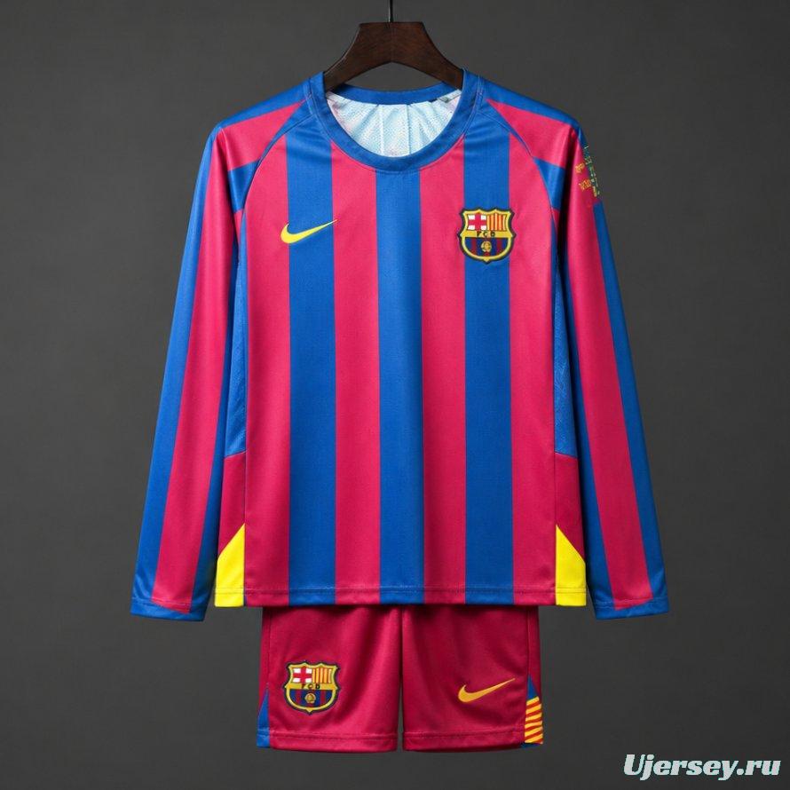 Retro Kids 05/06 Barcelona Home Long Sleeve UCL Jersey