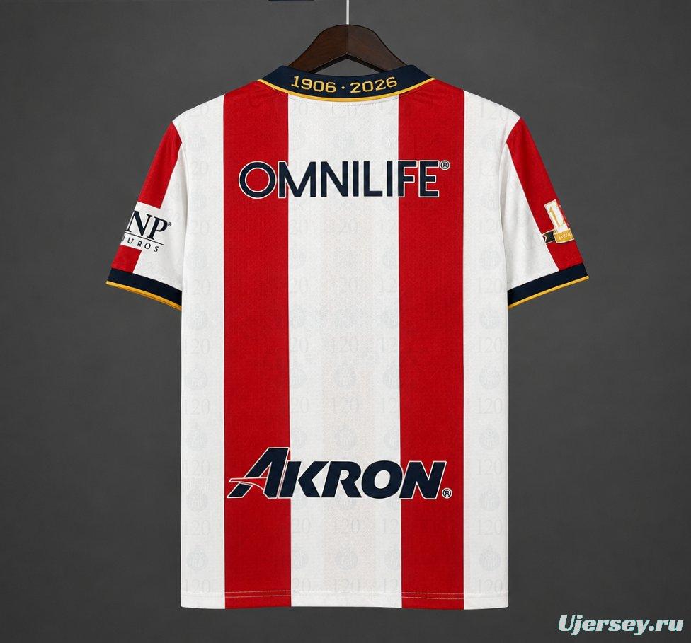 26/27 Chivas Guadalajara 120Th Anniversary Home Jersey