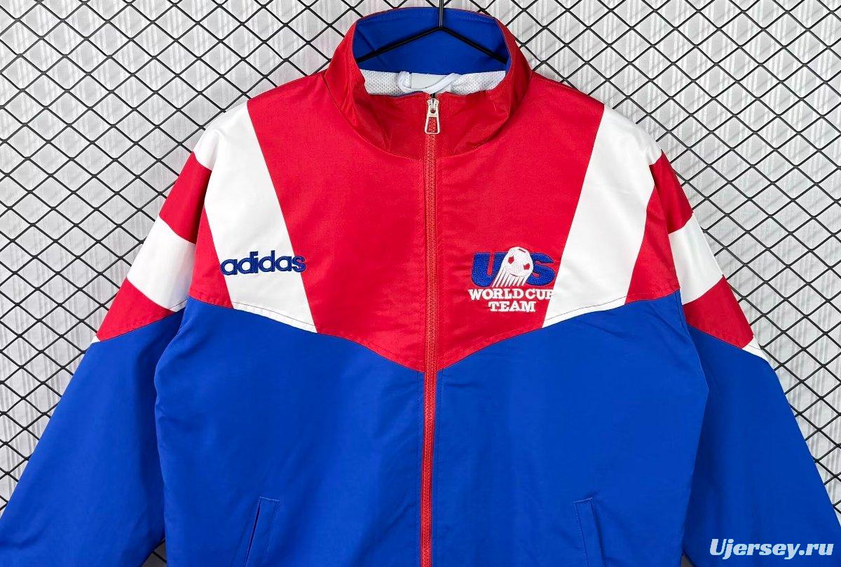 Retro 1994 USA Blue Full Zipper Windbreaker