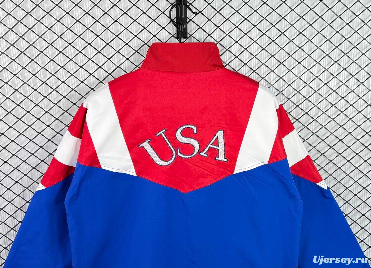 Retro 1994 USA Blue Full Zipper Windbreaker