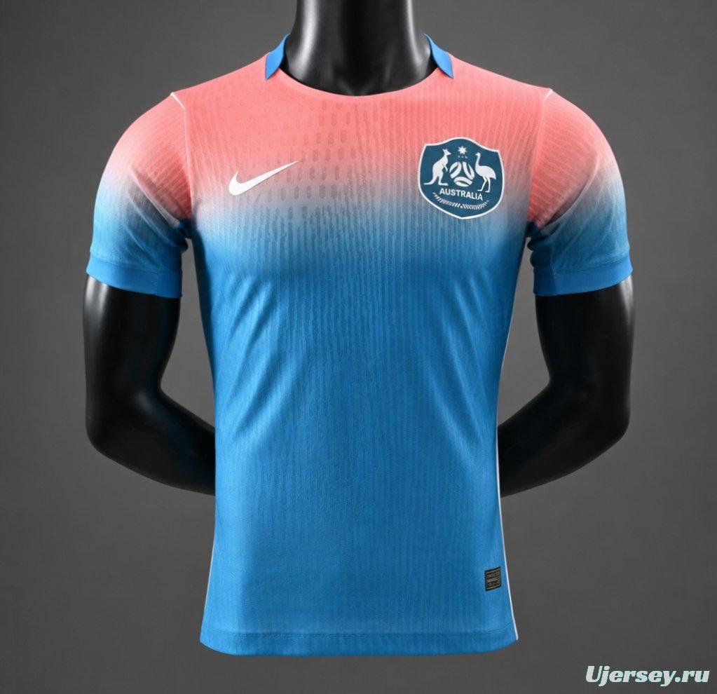 Player Version 2026 Australia Blue with Pink-to-Blue Gradient Away Jersey