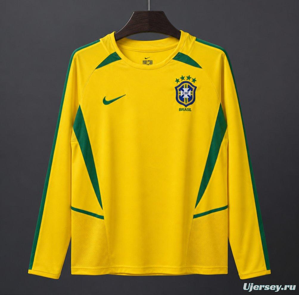 Retro 2002 Brazil Home Long Sleeve Jersey