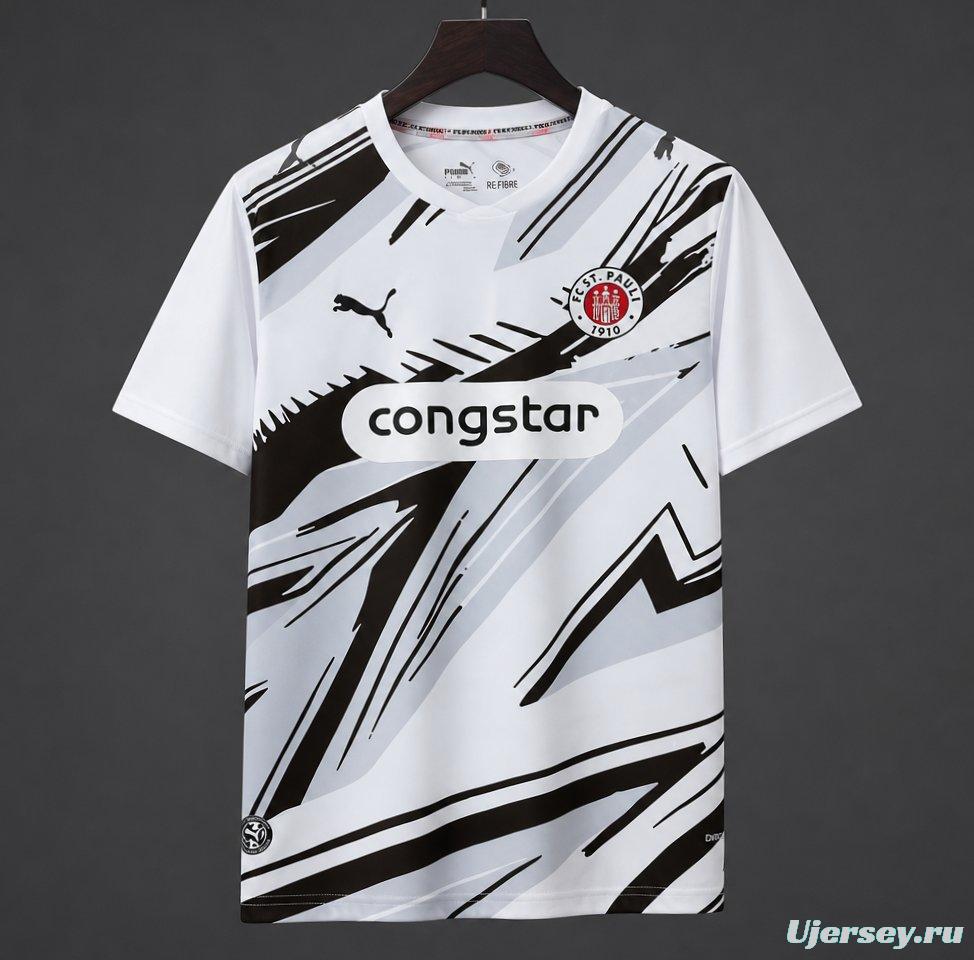 26/27 FC St. Pauli White with Black Graphic Away Jersey