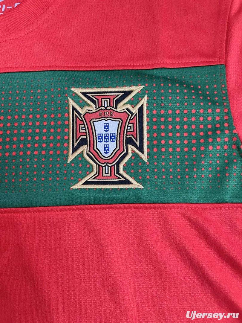 Retro  2010 Portugal Home Long Sleeve Jersey