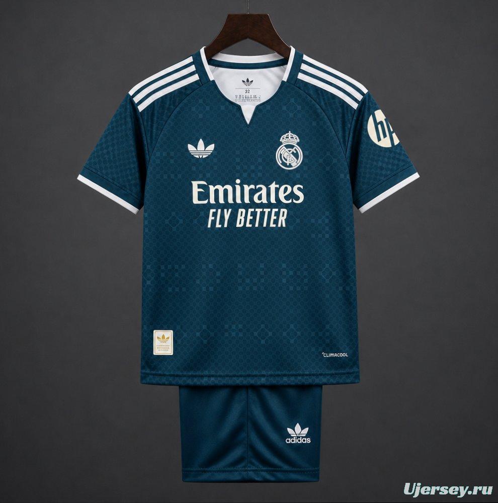 26/27 Kids Real Madrid Teal Away Jersey Kit