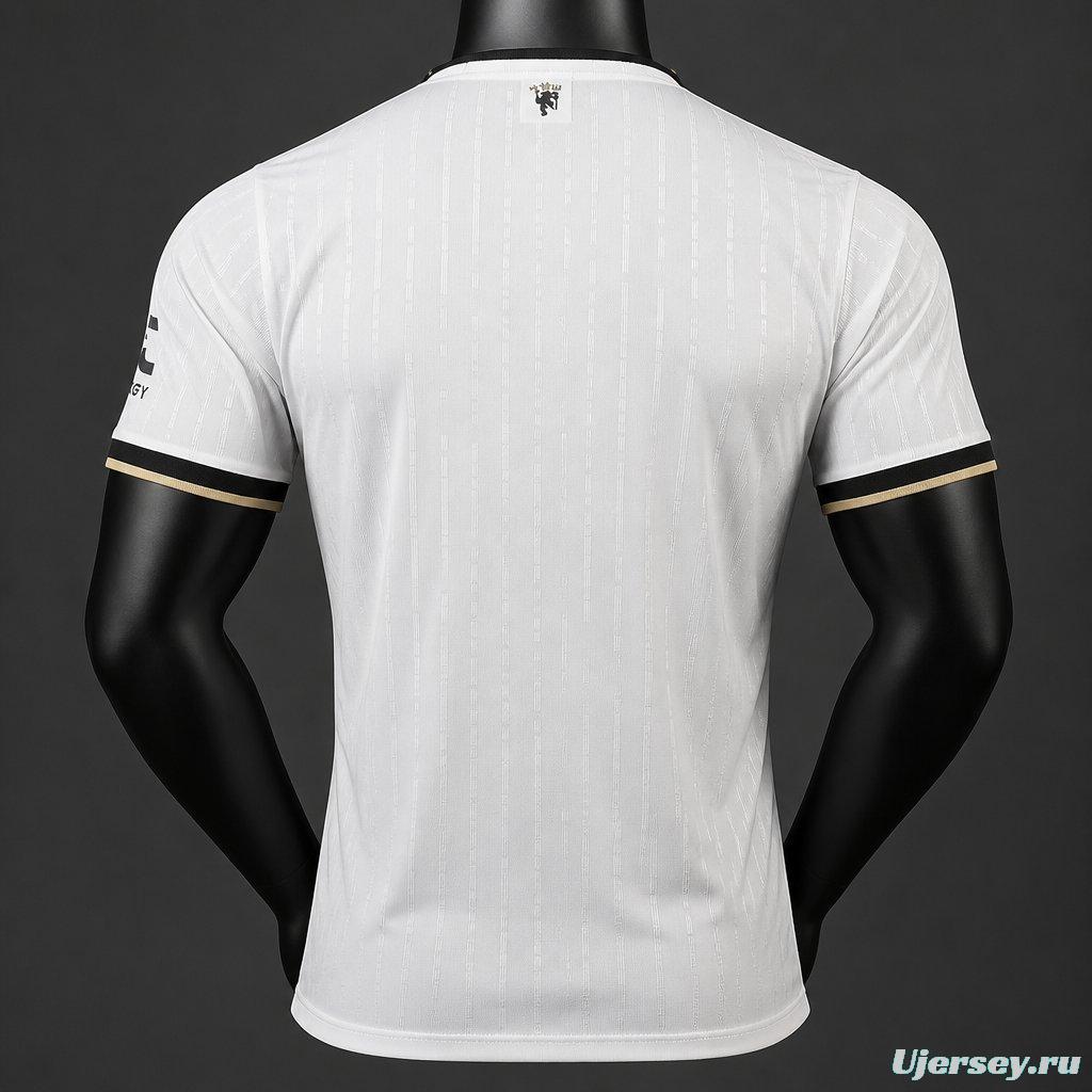 Player Version 26/27 Manchester United White with Gold Trim Away Jersey