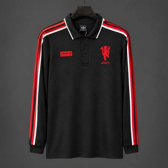 26/27 Manchester United Adidas Spezial Black Long Sleeve Polo Jersey