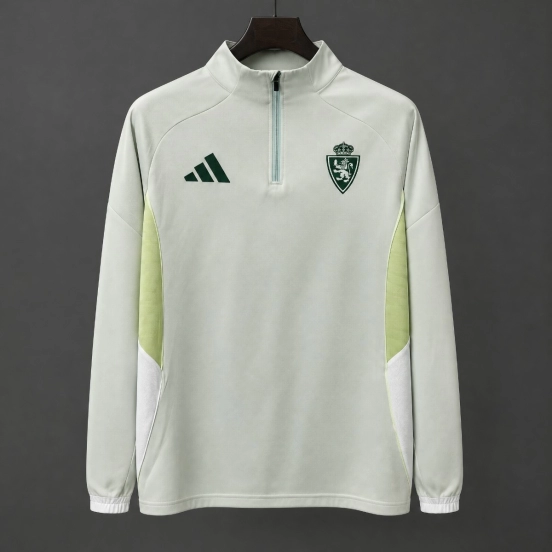 26/27 Real Zaragoza Light Grey Half-Zip Long Sleeve Training Top